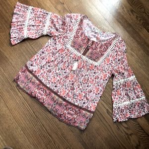 Boho top with crochet trim - S - NWT